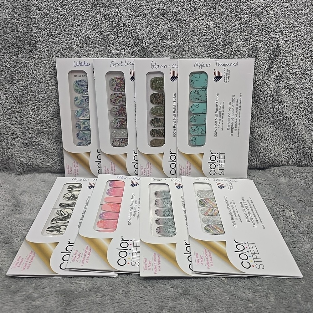 Lot Of 8 Color Street Real Nail Polish Strips‎ Cammo Swirls Marble Patterns